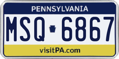 PA license plate MSQ6867