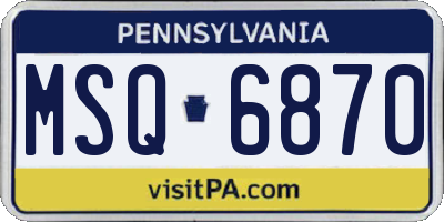 PA license plate MSQ6870