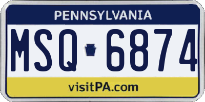 PA license plate MSQ6874