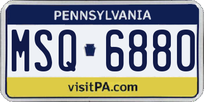 PA license plate MSQ6880