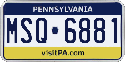 PA license plate MSQ6881