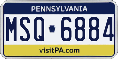PA license plate MSQ6884
