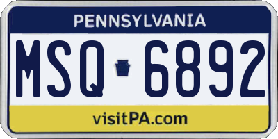 PA license plate MSQ6892