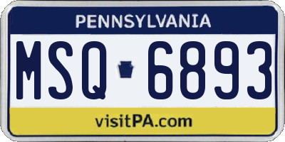 PA license plate MSQ6893