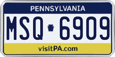 PA license plate MSQ6909