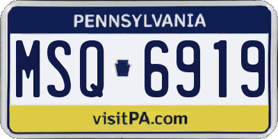 PA license plate MSQ6919