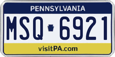 PA license plate MSQ6921