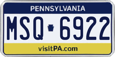 PA license plate MSQ6922