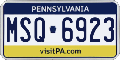 PA license plate MSQ6923