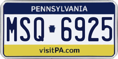 PA license plate MSQ6925