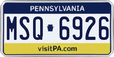 PA license plate MSQ6926