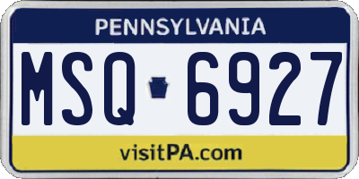 PA license plate MSQ6927