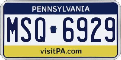 PA license plate MSQ6929
