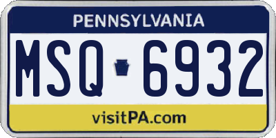 PA license plate MSQ6932