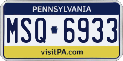 PA license plate MSQ6933
