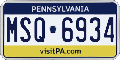 PA license plate MSQ6934