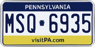 PA license plate MSQ6935