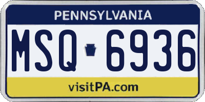 PA license plate MSQ6936