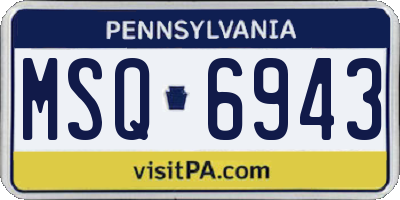 PA license plate MSQ6943