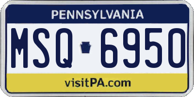 PA license plate MSQ6950
