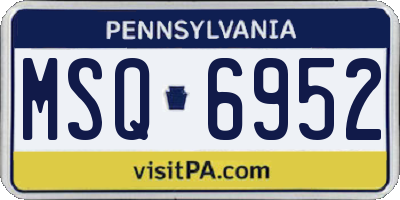 PA license plate MSQ6952