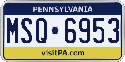 PA license plate MSQ6953