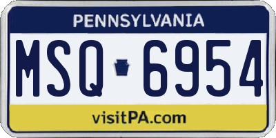 PA license plate MSQ6954