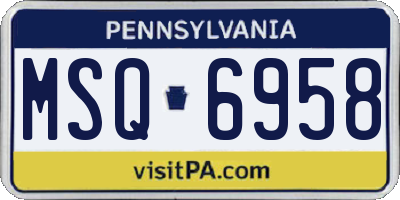 PA license plate MSQ6958