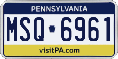 PA license plate MSQ6961