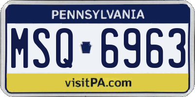 PA license plate MSQ6963