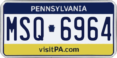 PA license plate MSQ6964