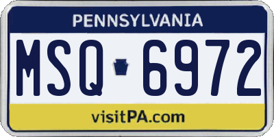 PA license plate MSQ6972