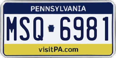 PA license plate MSQ6981