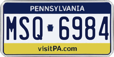PA license plate MSQ6984
