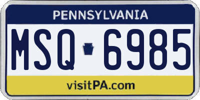 PA license plate MSQ6985