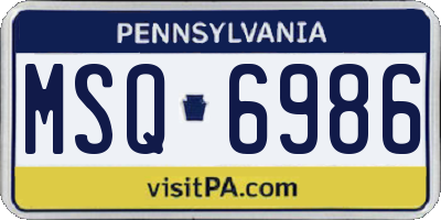 PA license plate MSQ6986