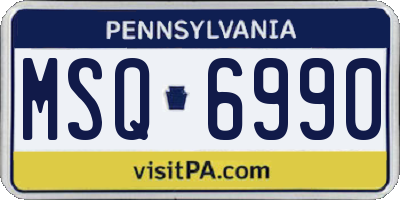 PA license plate MSQ6990