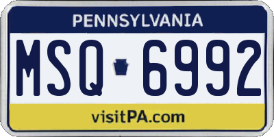 PA license plate MSQ6992
