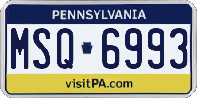PA license plate MSQ6993