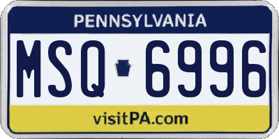 PA license plate MSQ6996