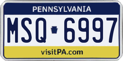 PA license plate MSQ6997