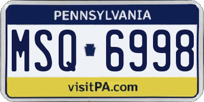 PA license plate MSQ6998