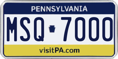 PA license plate MSQ7000