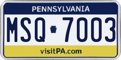 PA license plate MSQ7003