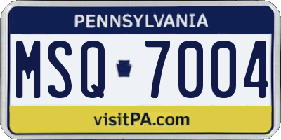 PA license plate MSQ7004