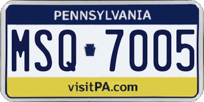 PA license plate MSQ7005