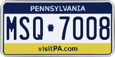 PA license plate MSQ7008