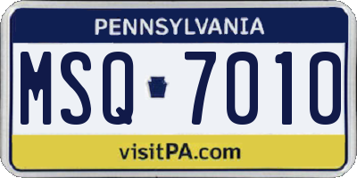 PA license plate MSQ7010