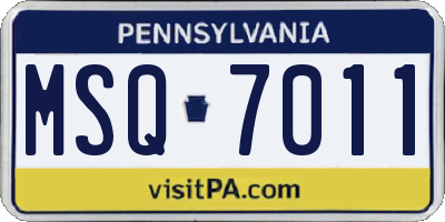 PA license plate MSQ7011