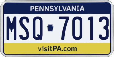 PA license plate MSQ7013
